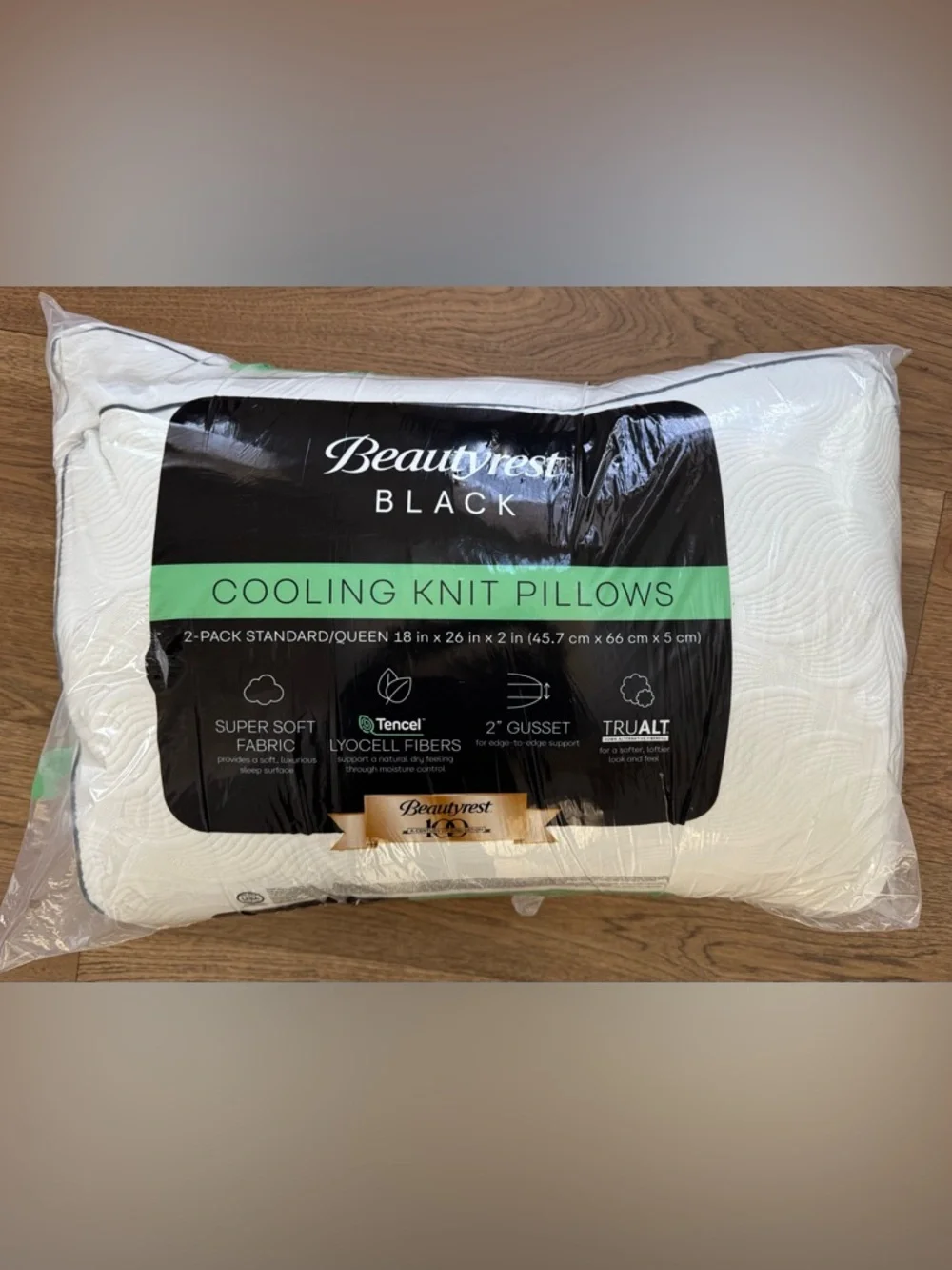 🎉LAST CHANCE🎉2PC BEAUTYREST BLACK Luxurious CoolingKnit Down Alternative Pillows